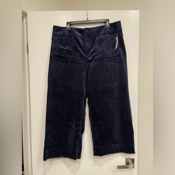 Anthropologie The Colette Cropped Wide-Leg Pants in Navy- 18W - NWT! - Picture 2 of 9